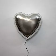 Шар сердце 18 металлик Серебро